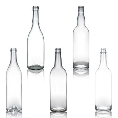 위스키 샴페인 브랜디 및 리커 산업 음료용 750ml 맑은 긴 목 유리 병