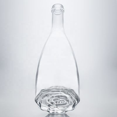 사용자 지정 로고 독특한 꽃 바닥 슈퍼 플린트 긴 목 750ml 진 코크를 위한 유리 병