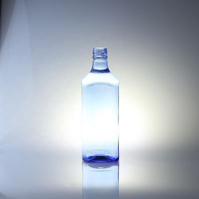 산성 에치 맞춤형 디자인 광장 750ml 푸른 색 유리 병 보드카 위스키 고유