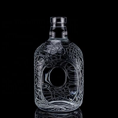 유리 둥글 조각 700ml 750ml 보드카 유리 병 코크 밀폐 유형 와인 병