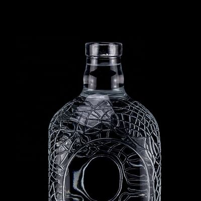 유리 둥글 조각 700ml 750ml 보드카 유리 병 코크 밀폐 유형 와인 병