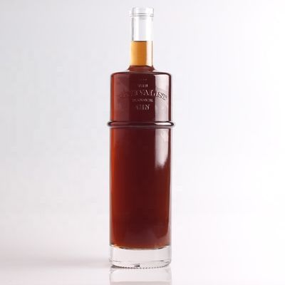 750ml 1 리터 크기의 조각 된 테킬라 유리 병, 둥근 모양과 코크 밀폐 유형