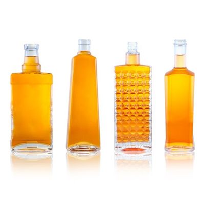 750ml 플린트 글래스 맑은 정사각형 둥근 진 병