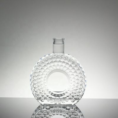 로고 인쇄 된 유리 병 보드카 위스키 스크루 톱과 수류탄 모양