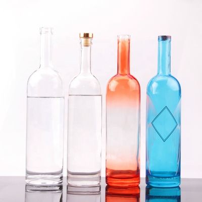 750ml 둥근 모양의 유리 보드카 병 코크 캡과 맞춤 표면 핸딩