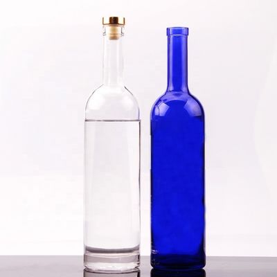 750ml 둥근 모양의 유리 보드카 병 코크 캡과 맞춤 표면 핸딩