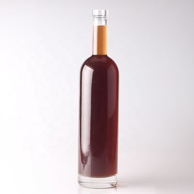 750ml 둥근 모양의 유리 보드카 병 코크 캡과 맞춤 표면 핸딩