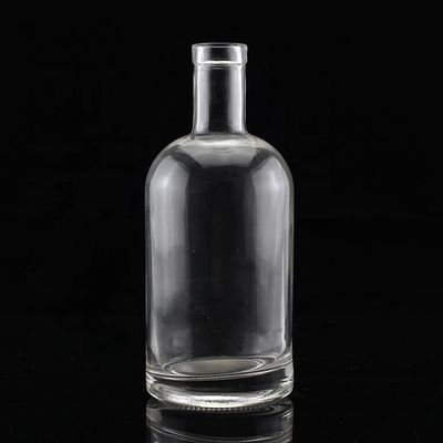 산업용 보드카 맑은 유리 병 짧은 목과 뚱뚱한 몸 500ml 750ml