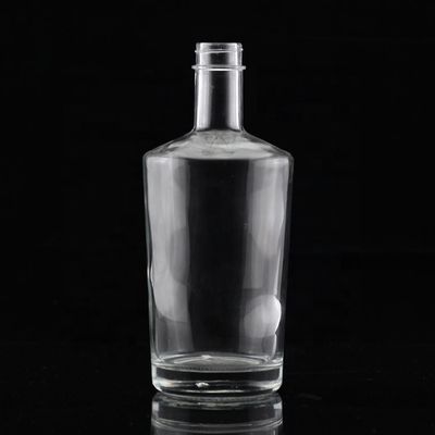 산업용 보드카 맑은 유리 병 짧은 목과 뚱뚱한 몸 500ml 750ml