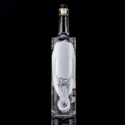 유리 750ml 500ml 디칼 인쇄 와드카 병 얼음 디자인과 기본 재료