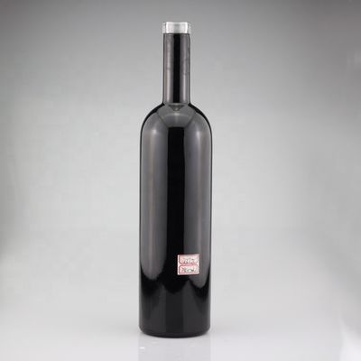 750ml 반짝이는 검은 유리 보드카 페인트 된 병 스크린 프린팅 진 폐쇄 술 병