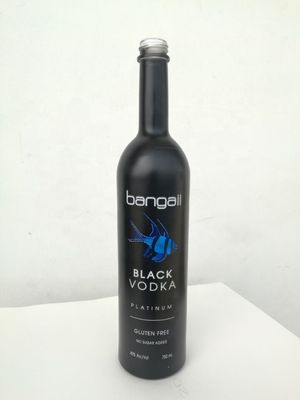 750ml 반짝이는 검은 유리 보드카 페인트 된 병 스크린 프린팅 진 폐쇄 술 병