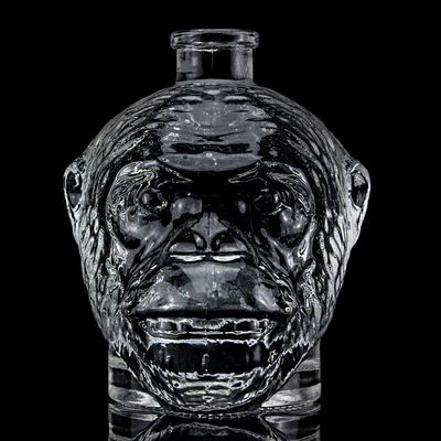 독특한 디자인 500ml 750ml 원숭이 머리 모양의 유리 병