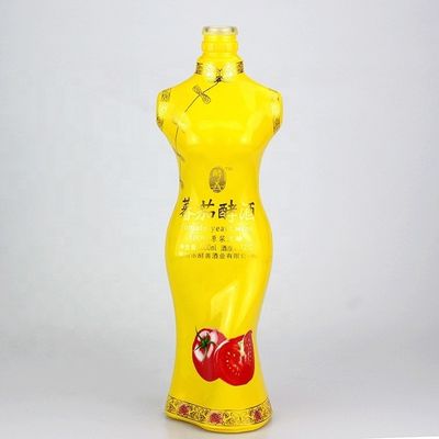 섹시한 여자 몸 모양의 병 독보적인 유리 술병 크라운 캡