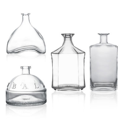 Glass Base 500ml 700ml 750ml Clear Flint Liquor Flask Custom Cap와 코크 톱과 함께