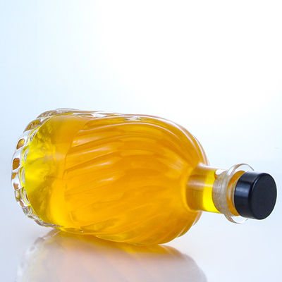 데칼 라벨 면적 500ml 둥근 모양의 슈퍼 플린트 유리 병 럼 보드카 위스키 테킬라 진