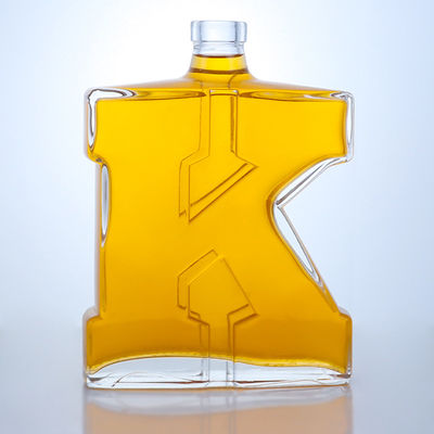 750ml 맑은 플린트 유리 병 진 럼 샴페인 브랜디 위스키를 위한 독특한 모양