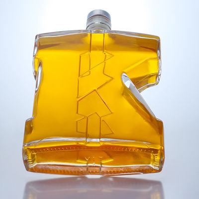 750ml 맑은 플린트 유리 병 진 럼 샴페인 브랜디 위스키를 위한 독특한 모양