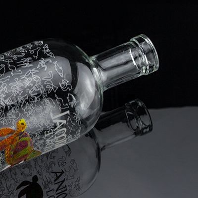 플린트 글래스 2022 디자인 진 위스키 럼 테킬라 브랜디를 위한 맑은 디칼 유리 병