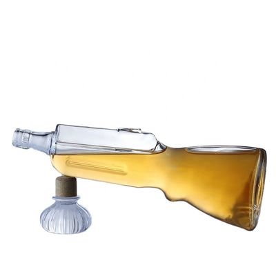 500ml 위스키 유리 병 총 모양 오픈 곰팡이 음료 산업용 700ml 보드카 병