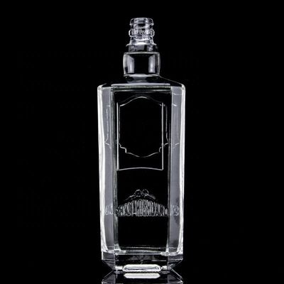 750ml 75cl 슈퍼 플린트 사각형 엠브로스 된 유리 병 스크루 캡 럼 보드카 위스키