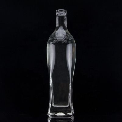 750ml 슈퍼 플린트 둥근 어깨 정면 럼 보드카 술 유리 병 코크