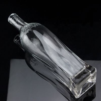 750ml 슈퍼 플린트 둥근 어깨 정면 럼 보드카 술 유리 병 코크