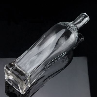 750ml 슈퍼 플린트 둥근 어깨 정면 럼 보드카 술 유리 병 코크