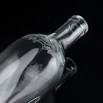 750ml 슈퍼 플린트 둥근 어깨 정면 럼 보드카 술 유리 병 코크
